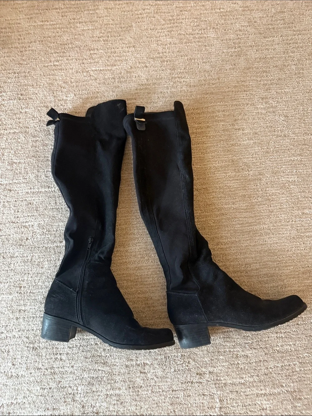 Black Women's Knee-High Suede Boots - Classic Riding Style Worn One Time